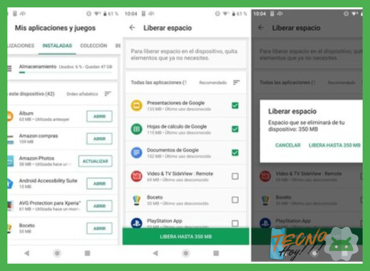 4. La función de almacenamiento en los ajustes de Android