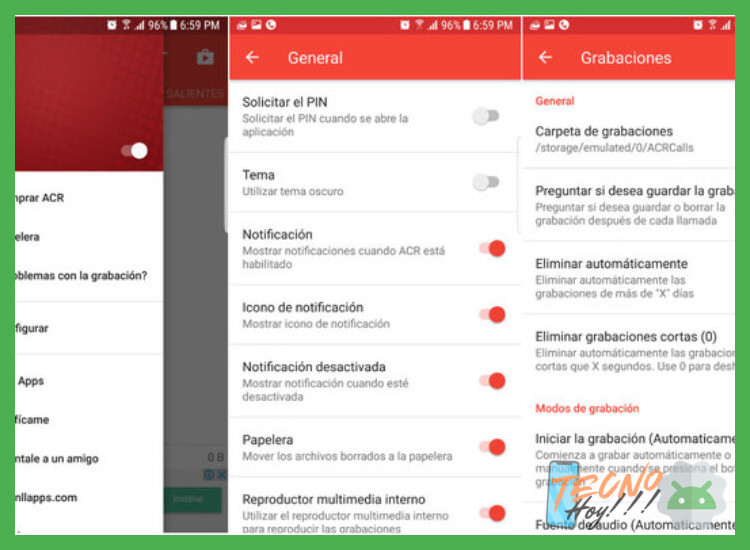 ¿Cuál es el procedimiento para activar la grabación de una llamada entrante o saliente una vez iniciada la conversación?